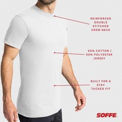 Men’s 3 Pack – USA Poly/Cotton Military Tee, White, Large