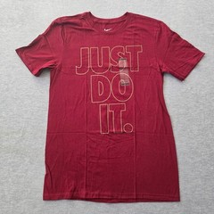 Nike Mens Just Do It Graphic Tee Maroon Burgundy Short Sleeve Athletic Cut S