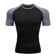 Men Compression T Shirt Short Sleeve Gym Workout Fitness Running Training Base