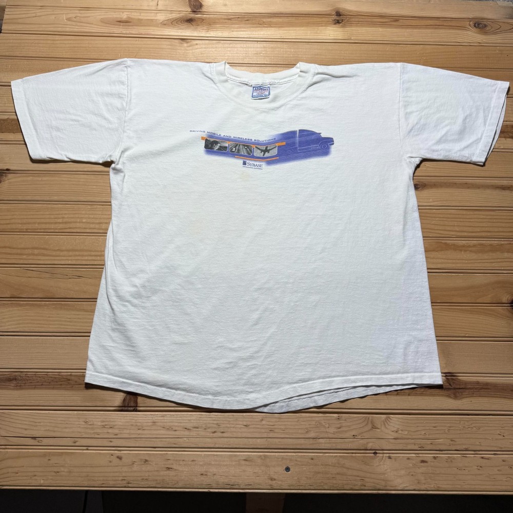 Vintage 90s Sybase Technology Mobile Wireless Solutions Promo T-Shirt USA – XL