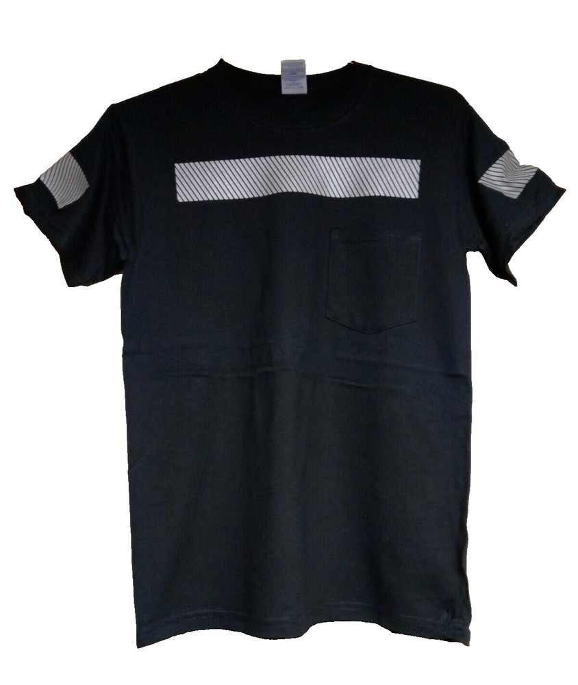 Gildan Ultra Cotton Black T Shirt with Silver Reflective Hi Vis Trim New Small