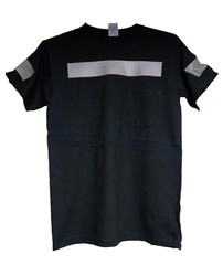 Gildan Ultra Cotton Black T Shirt with Silver Reflective Hi Vis Trim New Small