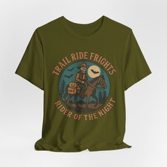 Trail Ride Frights Rider of the Night Halloween Skeleton Horse Rider T-Shirt