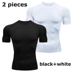 Men Compression T Shirt Short Sleeve Gym Workout Fitness Running Training Base