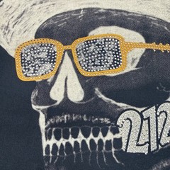 XRAY New York 212 SKULL SEQUINS W/SUNGLASS HAT T-Shirt 2XL LT Stretch Blend
