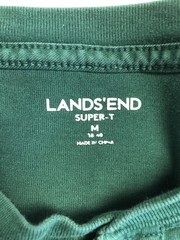 Lands’ End Henley Shirt Mens Medium Green Super-T Long Sleeve Tagless Tee