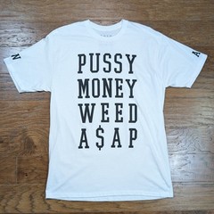 New A$AP Rocky Official Pussy Money Weed Size X Large Rap Tee 22×31 Rare