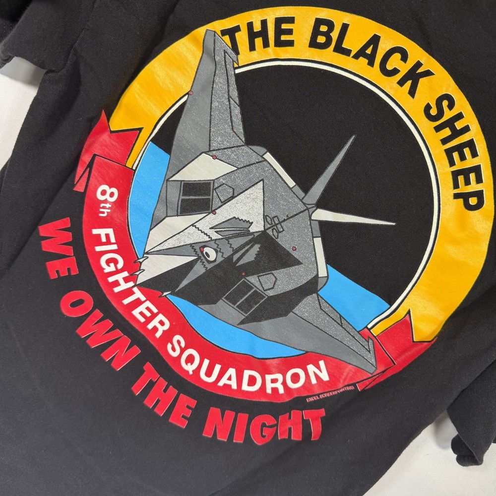 USAF 8th Fighter Squadron Black Sheep F-117 Stealth Jet T Shirt Hanes Small Tee