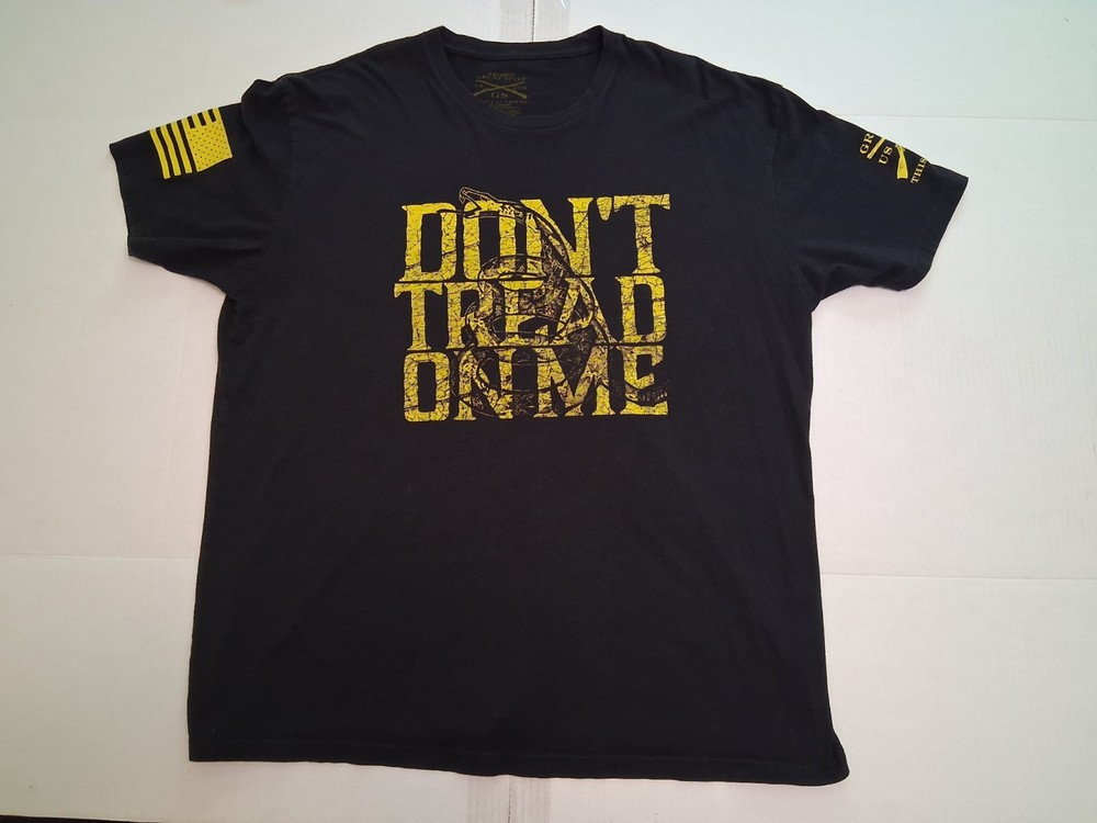 Grunt Style “Don’t Tread on Me” T-Shirt Men’s 2XL Graphic Shirt Black Yellow USA