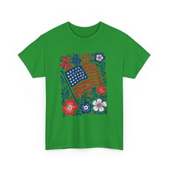 American Flag Floral Men’s T-Shirt Patriotic USA 4th of July New Gift Tee