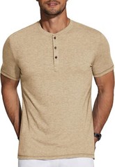Men’s Short Sleeve Henley Shirt Casual Summer Tee Lightweight Breathable Solid T