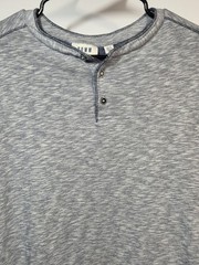 Rowm Mens L/S Henley Shirt XLT Heathered Blue & Gray