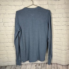 Rag & Bone Mens Long Sleeve Henley Shirt Blue Slub Knit Size Small RB Logo