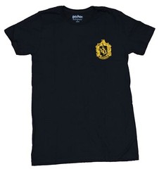 Harry Potter Adult New T-Shirt – Hufflepuff Lapel Quidditch Crest Logo Back