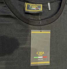 NWT Casa Moda Couture~LARGE~Men’s SS Knit Tee Black Textured X Line Pattern