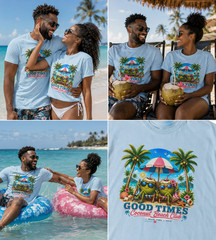 Funny Coconut Beach Shirt Good Times Tropical Vacation Summer Gift Tee – Black