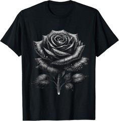 Black Rose with Silver Sparkes T-Shirt