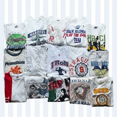 Mixed 15pc Sports All White Tee Bundle Size S-XL Vintage/Modern