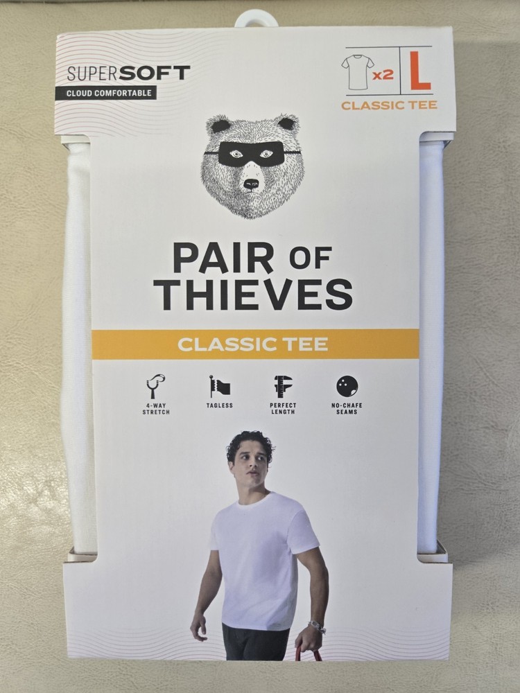 Pair of Thieves Men’s Classic Crewneck Undershirt 2pk – White – Large
