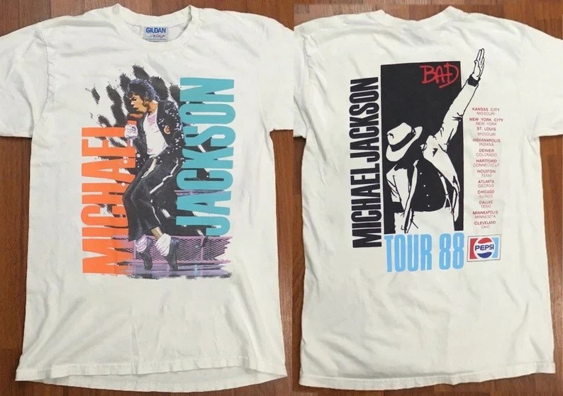 Michael Jackson Bad Tour 1988 Vintage Concert Graphic T-Shirt