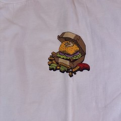 -Converse Burger T-Shirt Men’s XL White Graphic Tee Cheeseburger Crewneck Fun