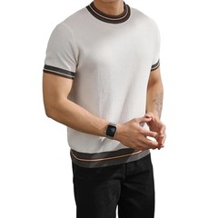 Mens Knitted Top Casual Business Shirt Business Casual Machine Friendly Care