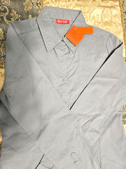 Rosa York Women’s Grey Fit Cotton Long Sleeve Collared Button-Up Shirt