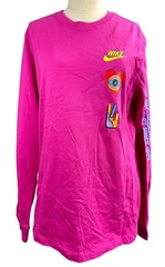 NWT Nike Pink Peace Psychedelic Smiley Face L / Sleeve T-Shirt DX1053-621 Size M