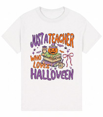 Retro Teacher Halloween T Shirt Funny Just A Teacher Who Loves Spooky Fall Tee