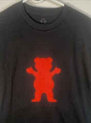 Grizzly Grip Tape Skater T-Shirt Men’s Medium Black w/Red Bear Logo SS New
