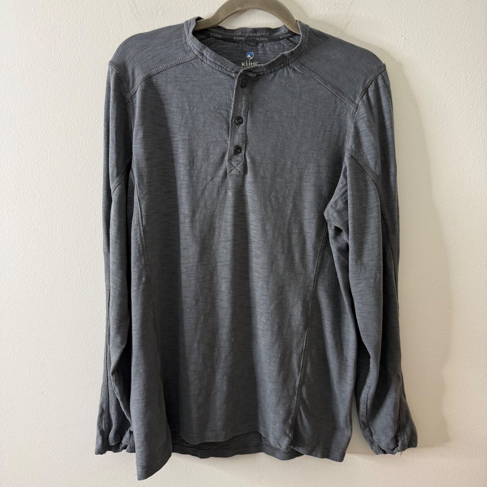 Kuhl Mens Gray Cotton Lyocell Blend Long Sleeve Henley Shirt Size Medium