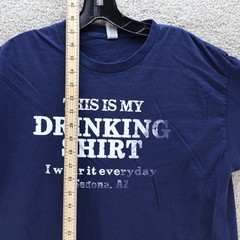 Gildan Mens Large Drinking Shirt Graphic Tee Navy (see photo for flaw)