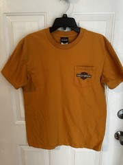 Harley Davidson Mens Large Crystal River Double Sided Yellow T Shirt Large