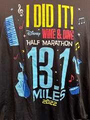 RunDisney 2022 13.1 Miles Black Shirt “I DID IT” Wine Dine Half Marathon 3XL NWT