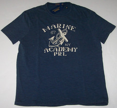 NWT Polo Ralph Lauren Indigo Blue EMBROIDERD MARINE ACADEMY PRL Tee Shirt Men L