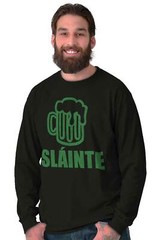 Slainte Irish Drinking Beer St Patricks Day Long Sleeve Tshirt for Men or Women