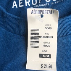 Aeropostle MM T-shirt Teal Raised Letters NEW $24.50