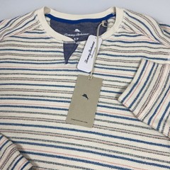 Tommy Bahama Mens Small Horizon Beach Stripe Abaco Shirt Coconut NEW Henley