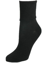 Women Plus Size Cotton Turn Cuff Sock Black Comfortable Soft Hosiery 1 PCS