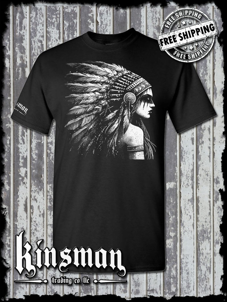 Native American Indian Girl T-Shirt / Feather War Bonnet