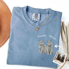 Custom Watercolor Pet Portrait Comfort Tee Personalized Dog Cat