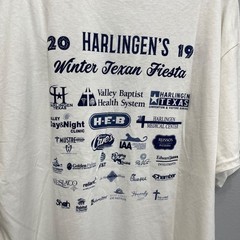 Gildan T-Shirt 2XL White Harlingen Texas Winter Texas Fiesta 2019 Print