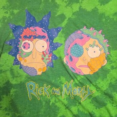 Rick and Morty Men’s Small tie dye graphic tee green EUC adult swim