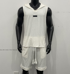 Summer Men Workout Hooded Sleeveless Tops and Shorts set Training Casual Outfits