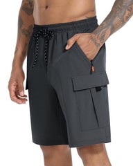 Men’s Cargo Shorts Quick Dry Lightweight Stretch Hiking Large, Dark Grey