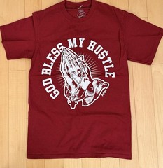 RUFNEK GOD Bless My hustle Mens T SHIRT Red SM B4
