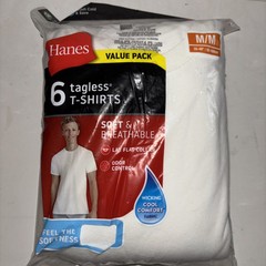 Hanes Men’s FreshIQ ComfortSoft Crewneck Undershirt – White (Pack of 6) (2135P6)