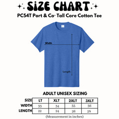 PC54T Port & Co™ Tall Core Cotton Tee LT-3XLT Unisex