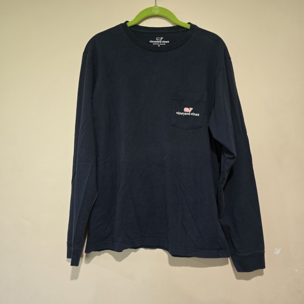 Mens Vineyard Vines, Cuffed Long Sleeve, Navy, Front Chest Pocket