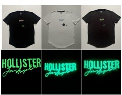 Hollister Men’s Glow-In-The-Dark Graphic T-Shirt Curved Hem Logo Tee XS S M L XL